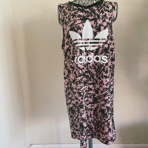 Adidas Pink Floral Shirt Dress, Small